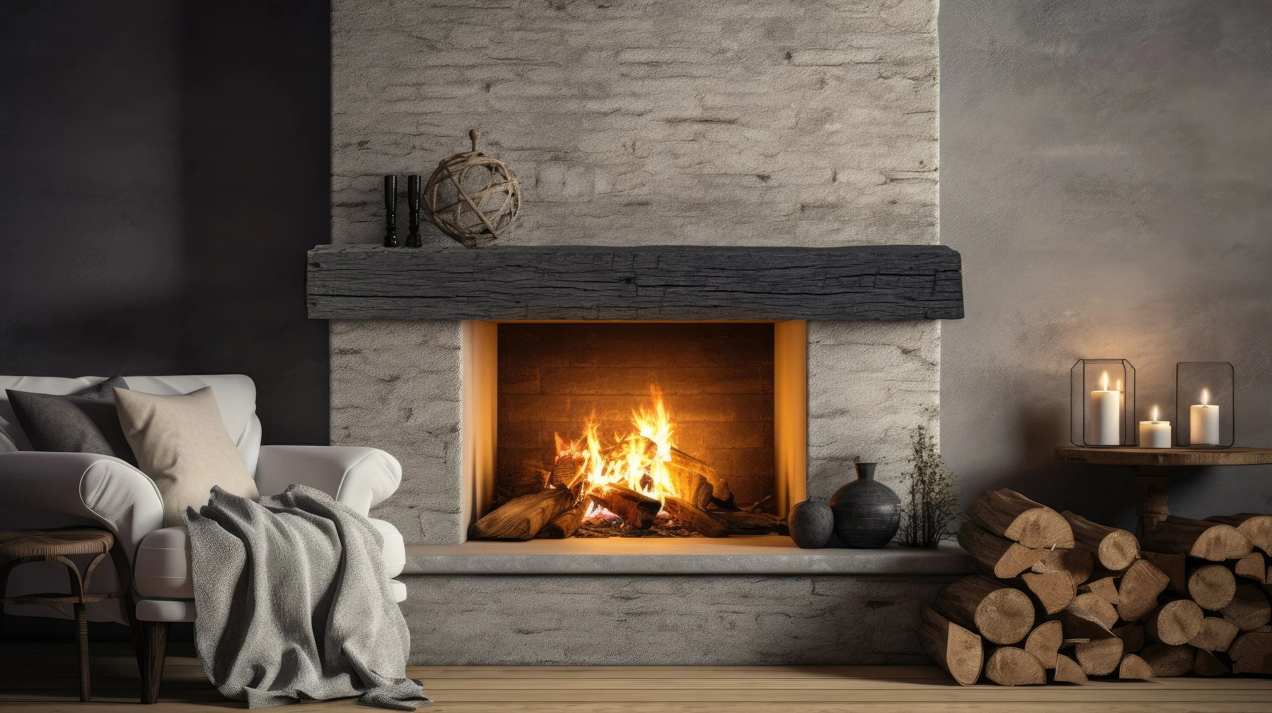 Rockface Limestone Mantel — Lexington Hearth